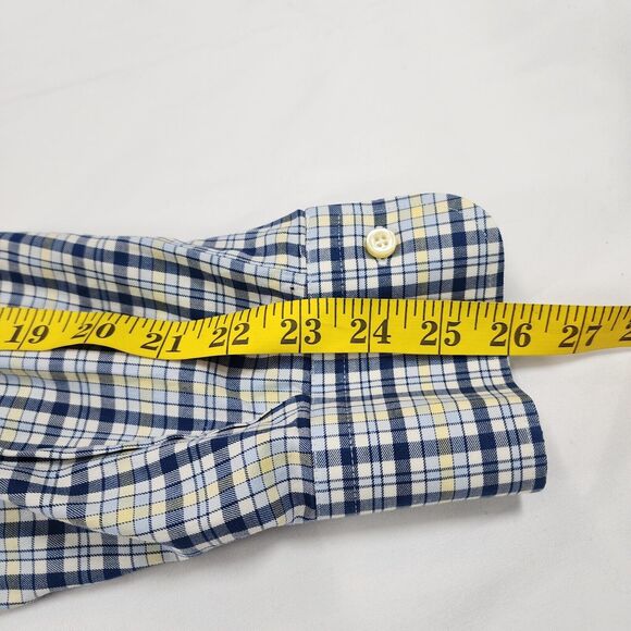 Peter Millar Men's Shirt Blue Plaid Button Down Front Cotton SIze Large - Picture 10 of 11